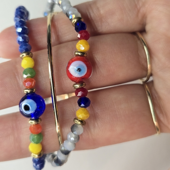 Multicolor Beaded Eye Bracelet Set(2) - Picture 5 of 11